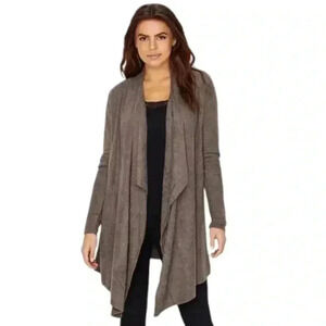 Barefoot Dreams Wrap Errands Cottage Womens S/M Boho Lagenlook Plush Soft Brown